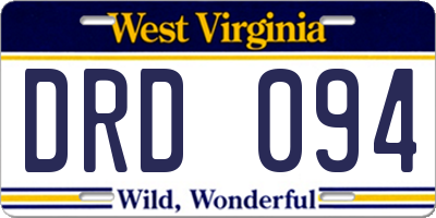 WV license plate DRD094