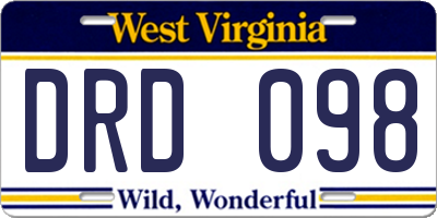 WV license plate DRD098