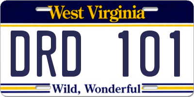 WV license plate DRD101