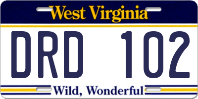 WV license plate DRD102