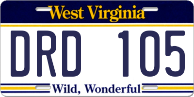 WV license plate DRD105