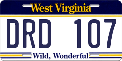 WV license plate DRD107