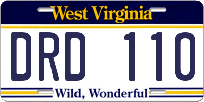WV license plate DRD110