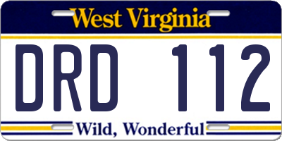 WV license plate DRD112