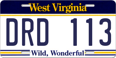 WV license plate DRD113