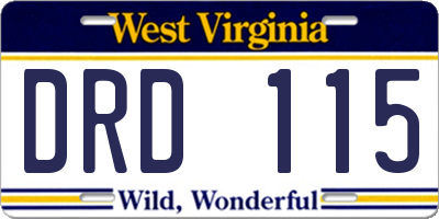 WV license plate DRD115