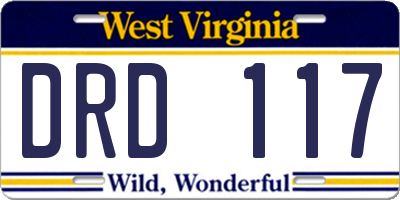 WV license plate DRD117