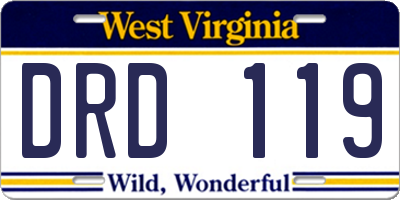 WV license plate DRD119