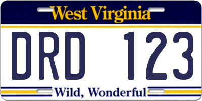 WV license plate DRD123