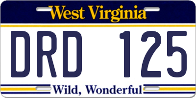 WV license plate DRD125