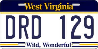 WV license plate DRD129