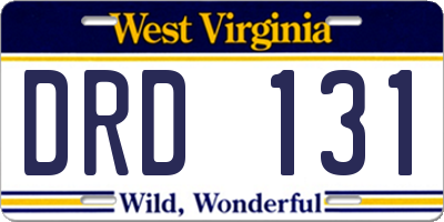 WV license plate DRD131