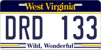 WV license plate DRD133