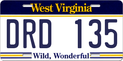 WV license plate DRD135