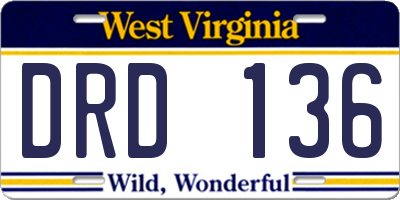 WV license plate DRD136