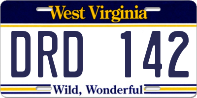 WV license plate DRD142