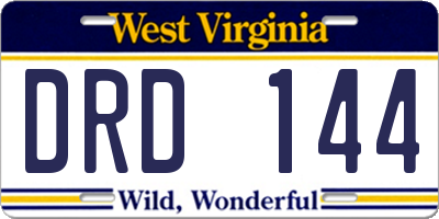 WV license plate DRD144