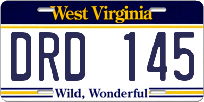 WV license plate DRD145