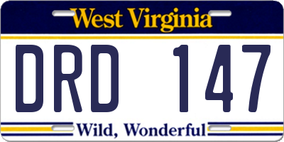 WV license plate DRD147