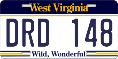 WV license plate DRD148