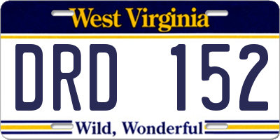 WV license plate DRD152
