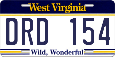 WV license plate DRD154