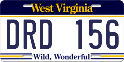 WV license plate DRD156