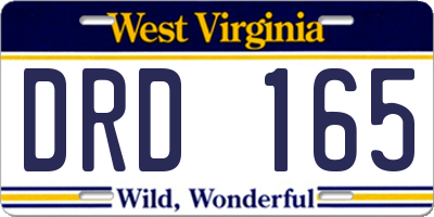 WV license plate DRD165