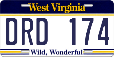 WV license plate DRD174