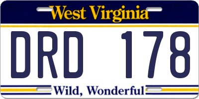 WV license plate DRD178