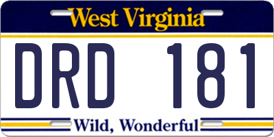 WV license plate DRD181