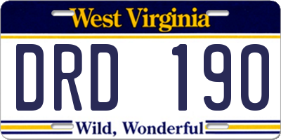 WV license plate DRD190