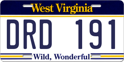 WV license plate DRD191