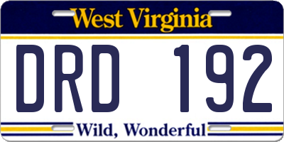 WV license plate DRD192