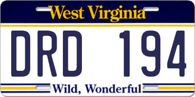WV license plate DRD194