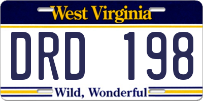 WV license plate DRD198