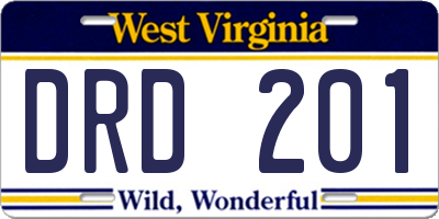 WV license plate DRD201