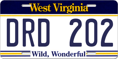 WV license plate DRD202