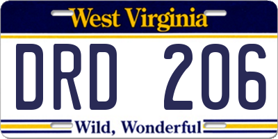 WV license plate DRD206