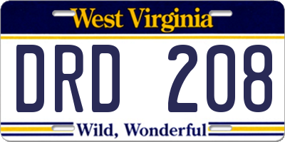 WV license plate DRD208