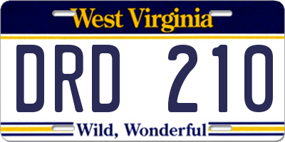 WV license plate DRD210