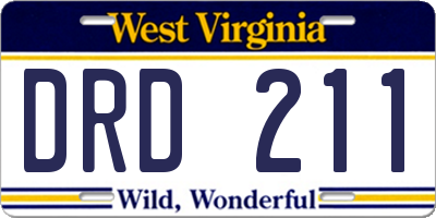WV license plate DRD211