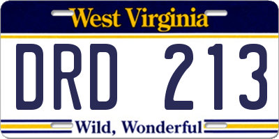 WV license plate DRD213