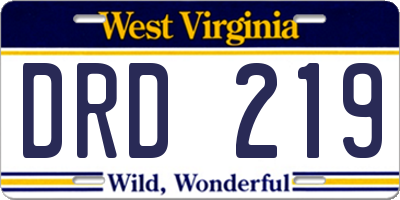 WV license plate DRD219