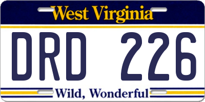 WV license plate DRD226