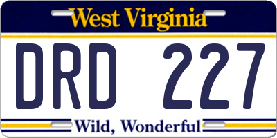 WV license plate DRD227