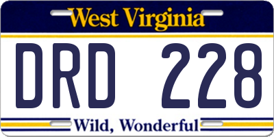 WV license plate DRD228