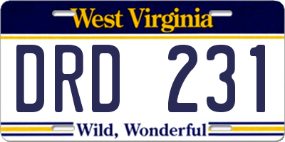 WV license plate DRD231
