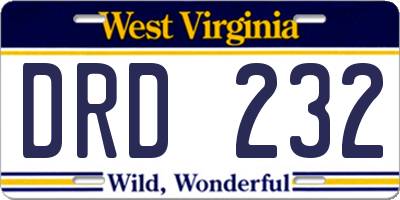 WV license plate DRD232
