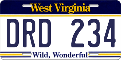 WV license plate DRD234